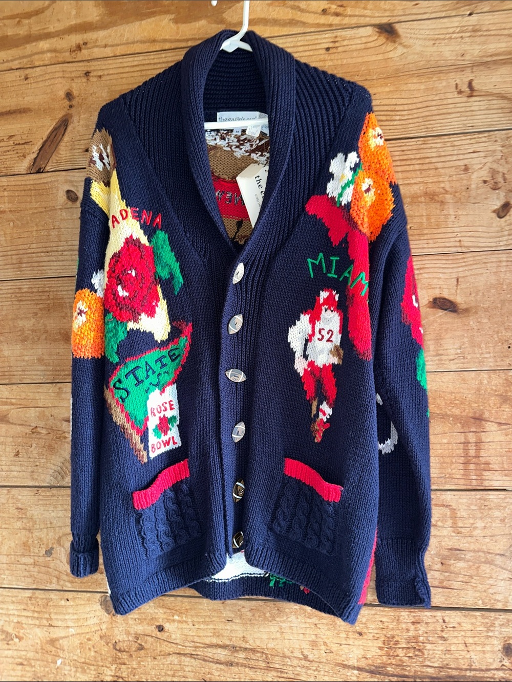 NWT 1993 The Eagles Eye Cardigan College Football Rose Bowl